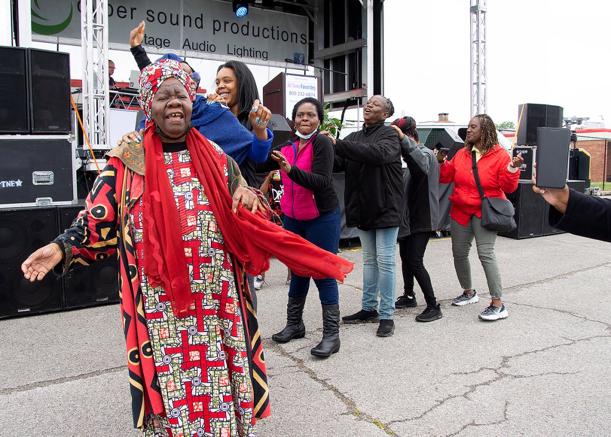 Queen Mother Dr. Delois Blakely leading a reparations declaration chant